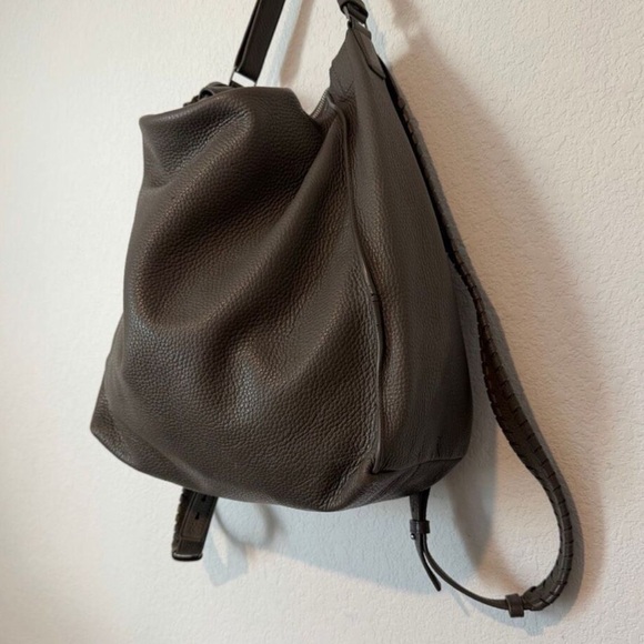 ALLSAINTS Tote Bag Backpack Brown Taupe Leather Whipstitch Straps Pre❤️ - Picture 12 of 14